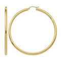10K Polished 3mm Tube Hoop Earrings