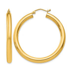 10K Polished 4mm Tube Hoop Earrings