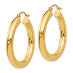 10K Polished 4mm Tube Hoop Earrings