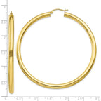 10K Polished 4mm Tube Hoop Earrings