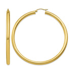 10K Polished 4mm Tube Hoop Earrings