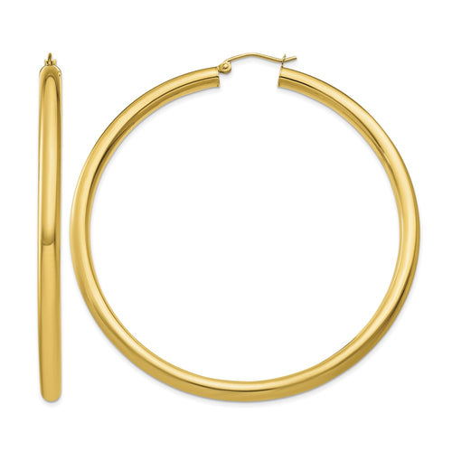 10K Polished 4mm Tube Hoop Earrings