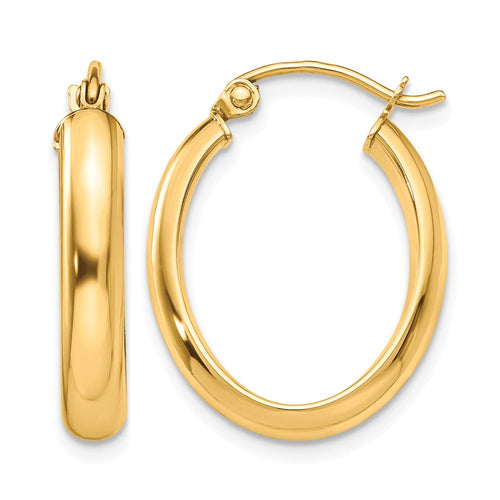 10k Polished 3.5mm Oval Hoop Earrings