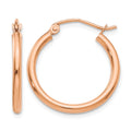 10K Rose Gold Polished 2mm Tube Hoop Earrings