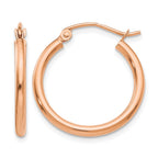 10K Rose Gold Polished 2mm Tube Hoop Earrings