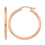 10K Rose Gold Polished 2mm Tube Hoop Earrings
