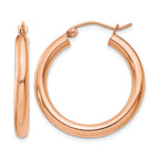 10K Rose Gold Polished 3mm Hoop Earrings
