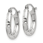 10k White Gold Diamond-cut 3mm Round Hoop Earrings
