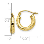 10k Diamond-cut 3mm Round Hoop Earrings