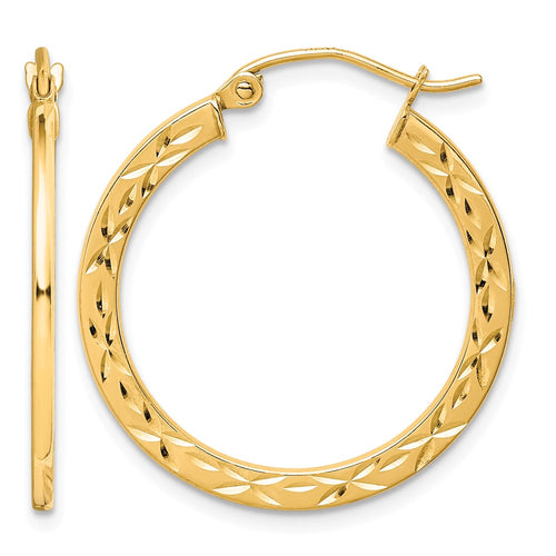 10K Diamond Cut Hollow Hoop Earrings