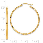 10K 1.5x35mm Diamond Cut Hoop Earrings