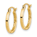 10K 1.5x15mm Diamond Cut Hoop Earrings