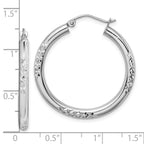 10K White Gold Cut 3mm Hoop Earrings
