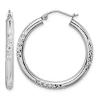 10K White Gold Cut 3mm Hoop Earrings
