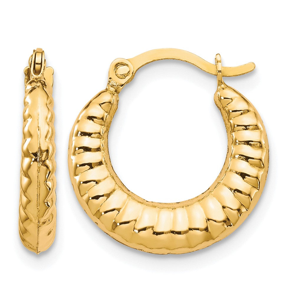 10K Scalloped Hollow Hoop Earrings
