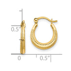 10K Scalloped Textured Hollow Hoop Earrings