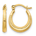 10K Scalloped Textured Hollow Hoop Earrings