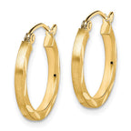 10K Satin Diamond Cut 2x20mm Hoop Earrings