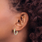 10K Two-tone Twisted Round Hoop Earrings