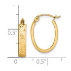 10K Diamond Cut Oval Hoop Earrings