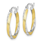 10k & Rhodium Diamond-cut 2.5mm Twisted Hoop Earrings