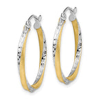 10k & Rhodium Diamond-cut 2.5mm Twisted Hoop Earrings