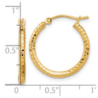 10k Diamond-cut 2mm Round Tube Hoop Earrings