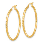 10k Diamond-cut 2mm Round Tube Hoop Earrings