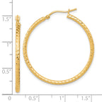 10k Diamond-cut 2mm Round Tube Hoop Earrings