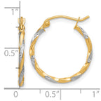 10k & Rhodium Hollow Twisted Hoop Earrings