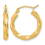 10k Polished 3mm Twisted Hoop Earrings