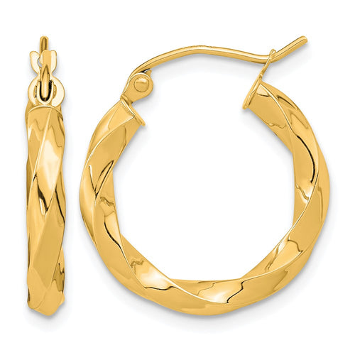 10k Polished 3mm Twisted Hoop Earrings
