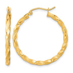 10k Polished & Satin Twisted Hoop Earrings