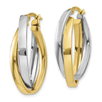 10k Two-tone Oval Double Hoop Earrings