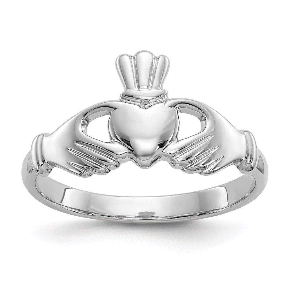 10k White Gold Polished Ladies Claddagh Ring