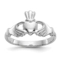 10k White Gold Polished Ladies Claddagh Ring