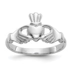 10k White Gold Polished Ladies Claddagh Ring