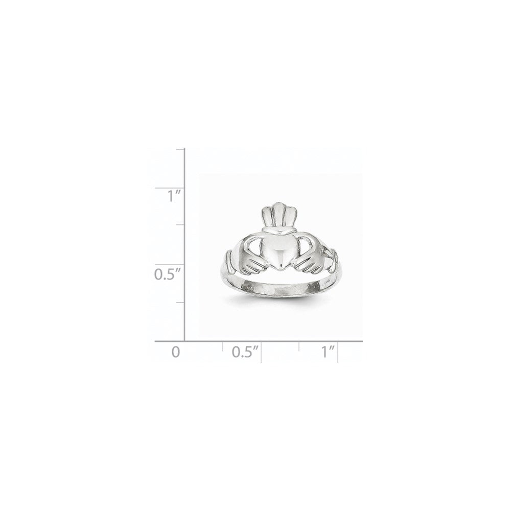10k White Gold Polished Ladies Claddagh Ring