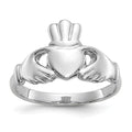 10k White Gold Polished Ladies Claddagh Ring