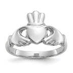 10k White Gold Polished Ladies Claddagh Ring
