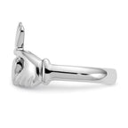 10k White Gold Polished Ladies Claddagh Ring