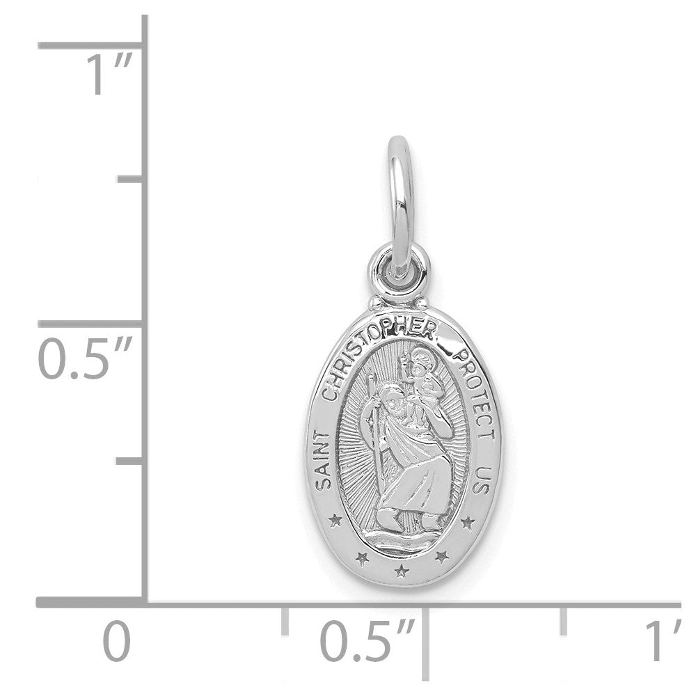 10K White Gold Small Oval St. Christopher Medal Pendant