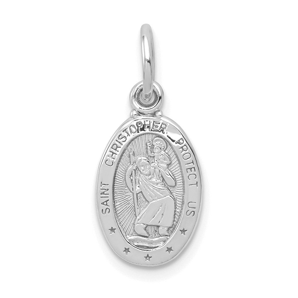 10K White Gold Small Oval St. Christopher Medal Pendant