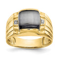 IB Goodman 10k Mens Gray Cats Eye and .01 carat Diamond Ring