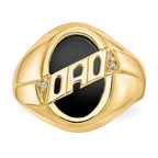 IB Goodman 10k Mens Diamond and Oval Black Onyx DAD Ring
