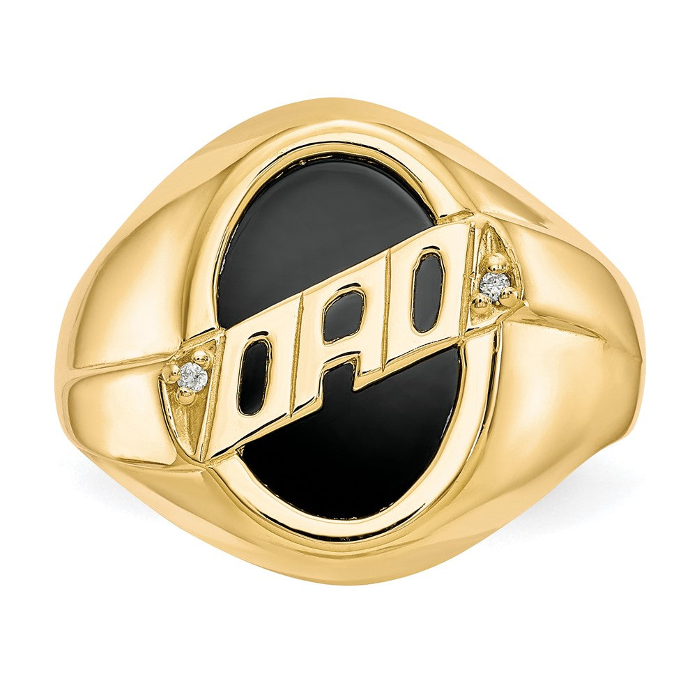 IB Goodman 10k Mens Diamond and Oval Black Onyx DAD Ring