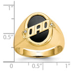 IB Goodman 10k Mens Diamond and Oval Black Onyx DAD Ring