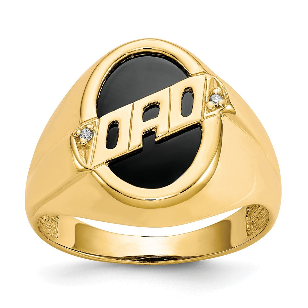 IB Goodman 10k Mens Diamond and Oval Black Onyx DAD Ring