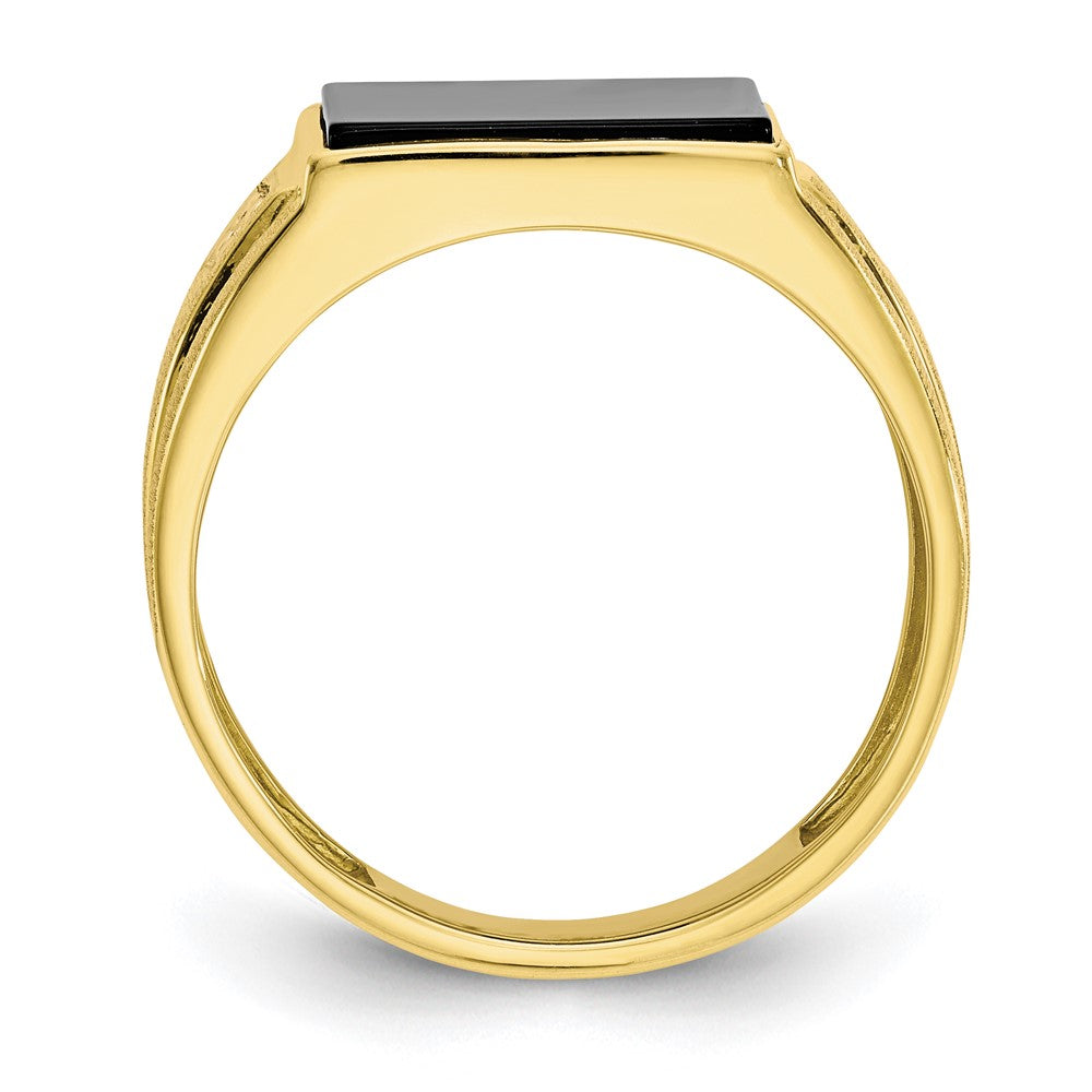 IB Goodman 10k Mens Diamond and 12x10mm Black Onyx Ring