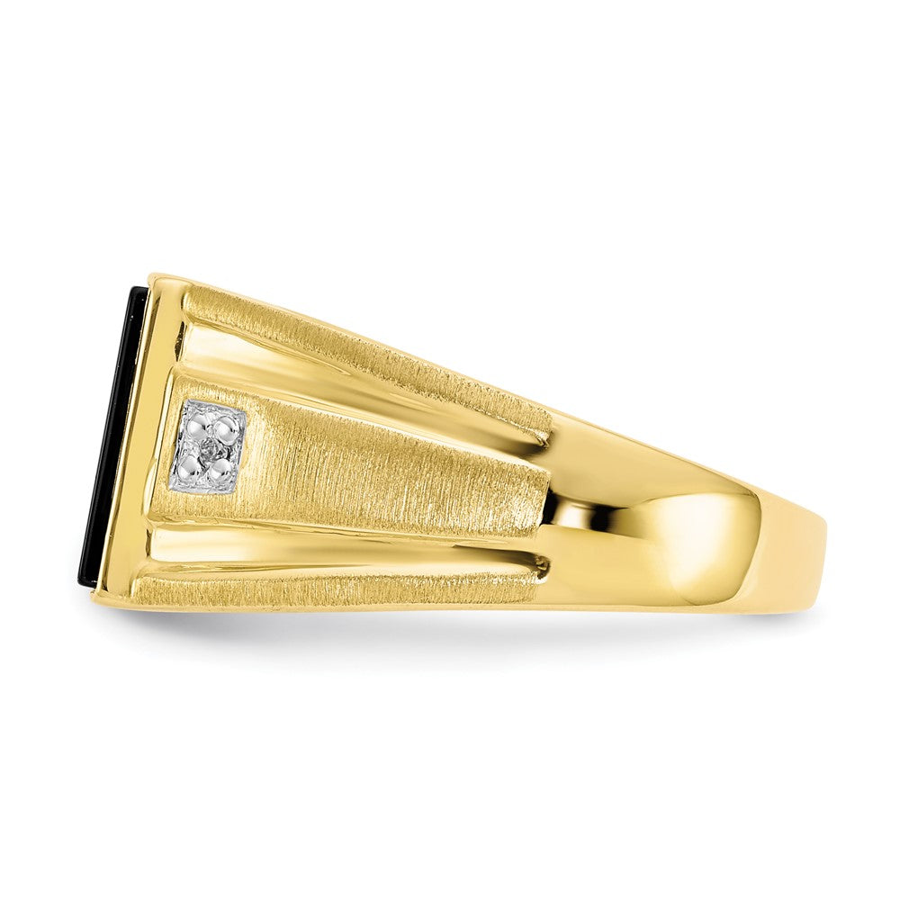 IB Goodman 10k Mens Diamond and 12x10mm Black Onyx Ring